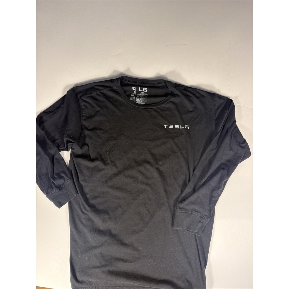 Tesla Motors Employee Black Logo Long Sleeve T-Shirt Men's Large